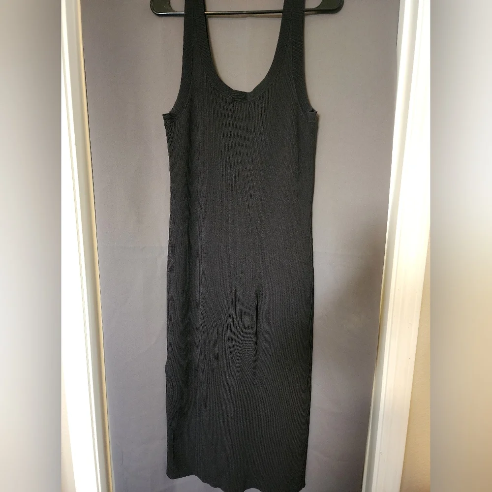 The Drop Dress, Women's Large Black The Drop Ribbed Midi Tank Dress - Picture 5 of 7